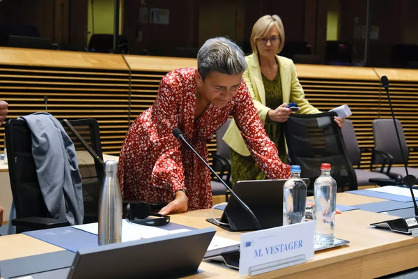 Margrethe Vestager European Commissioner Start Meeting Weekly European Commission College — стоковое фото