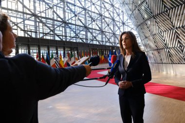 Bakan Judit Varga, 20 Eylül 2022 'de Brüksel, Belçika' daki AB genel merkezine bir Genel İşler Konseyi toplantısı için geldi..