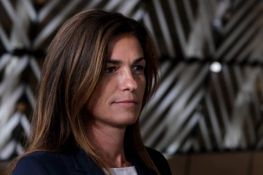 Bakan Judit Varga, 20 Eylül 2022 'de Brüksel, Belçika' daki AB genel merkezine bir Genel İşler Konseyi toplantısı için geldi..