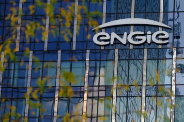 Belçika 'nın Brüksel kentinde 25 Eylül 2022' de Fransız doğalgaz ve enerji grubu Engie 'nin inşasına dış bakış.