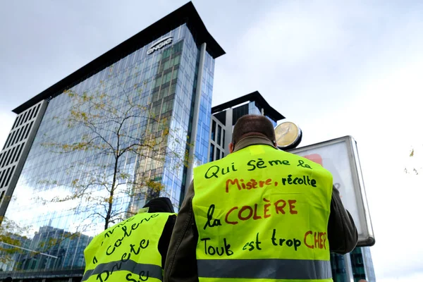 2022 벨기에 브뤼셀에서 치솟는 에너지 생활비 인상에 반대하는 — 스톡 사진