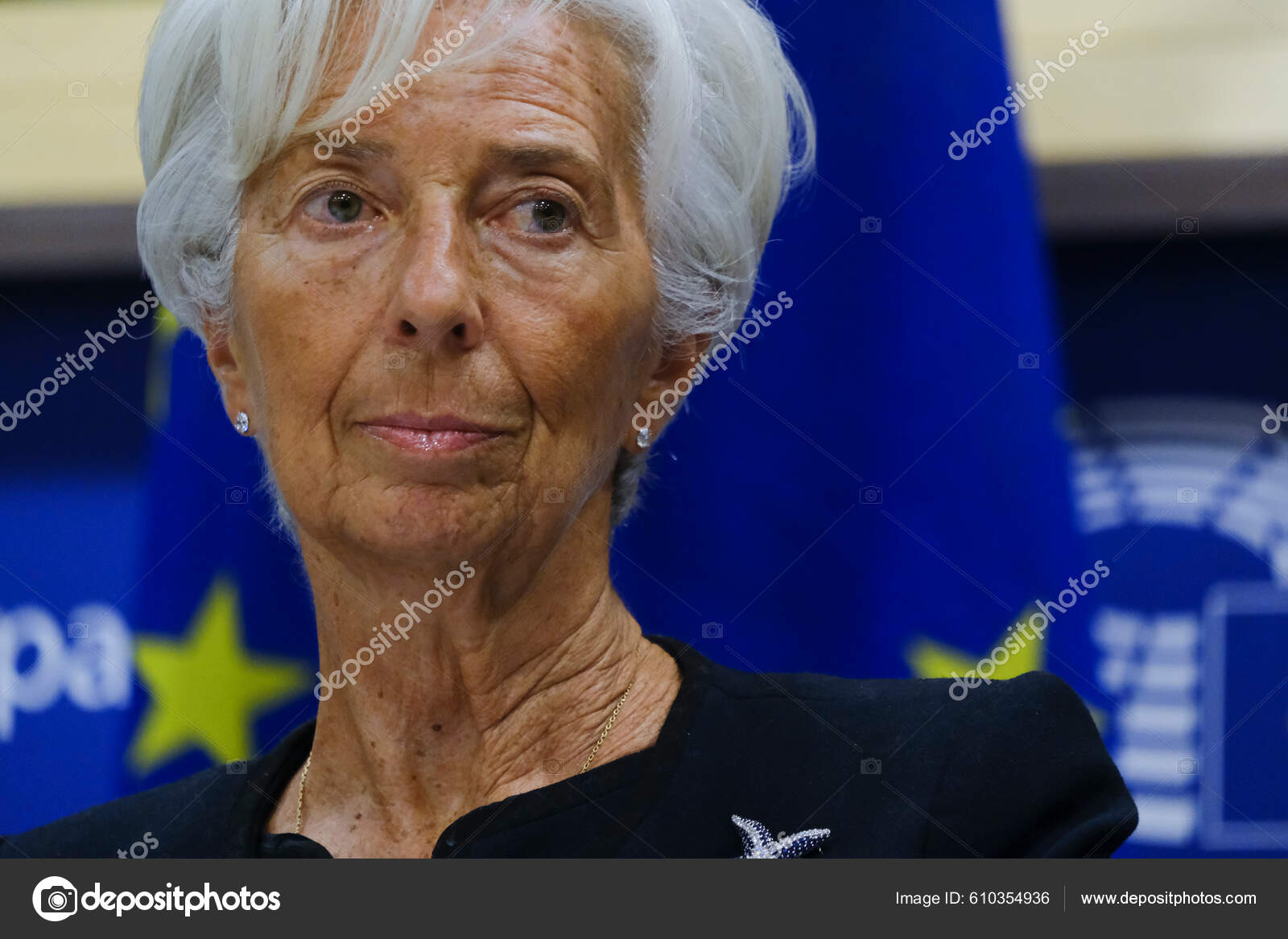 欧州中央銀行 Ecb 総裁クリスティン ラガード2022年9月26日ベルギー ブリュッセルで開催された欧州議会の経済金融委員会の聴聞会で —  ストック編集用写真©Ale_Mi#610354936