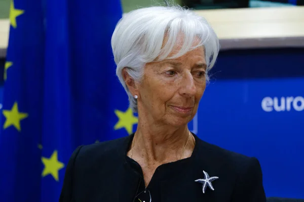 Prezident Evropské Centrální Banky Ecb Christine Lagardeová Během Slyšení Hospodářského — Stock fotografie