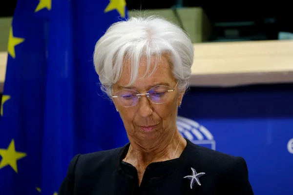 Christine Lagarde Európai Központi Bank Ekb Elnöke Európai Parlament Gazdasági — Stock Fotó