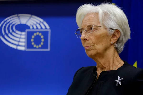Prezident Evropské Centrální Banky Ecb Christine Lagardeová Během Slyšení Hospodářského — Stock fotografie