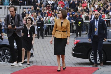 Moldova Cumhurbaşkanı Maia Sandu, 7 Ekim 2022 'de Çek Cumhuriyeti' nin Prag kentinde düzenlenen Avrupa Siyasi Topluluğu Toplantısına katılmak üzere ülkeye geldi..