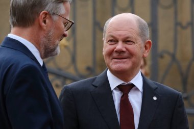 Almanya Başbakanı Olaf Scholz, 6 Ekim 2022 'de Çek Cumhuriyeti' nin Prag kentinde düzenlenen Avrupa Siyasi Topluluğu Toplantısına katılmak üzere ülkeye geldi..