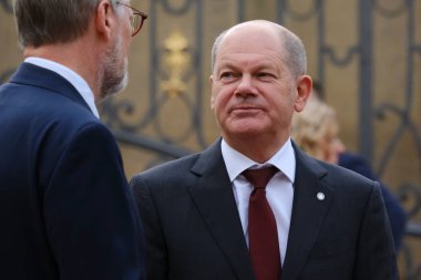 Almanya Başbakanı Olaf Scholz, 6 Ekim 2022 'de Çek Cumhuriyeti' nin Prag kentinde düzenlenen Avrupa Siyasi Topluluğu Toplantısına katılmak üzere ülkeye geldi..