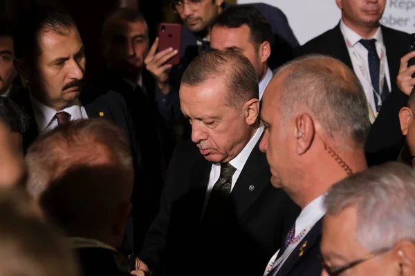 Πρόεδρος Της Τουρκίας Ρετζέπ Ταγίπ Ερντογάν Πραγματοποιεί Ομιλία Κατά Διάρκεια — Φωτογραφία Αρχείου