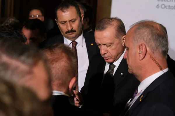 Turkey President Recep Tayyip Erdogan Speaks Media Conference Meeting European — Stock Photo, Image