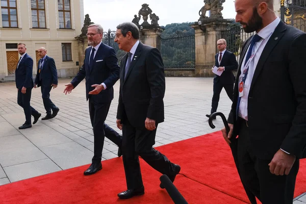 Нікос Анастасіадес Президент Кіпру Прибув Зустріч Європейського Політичного Співтовариства Празі — стокове фото
