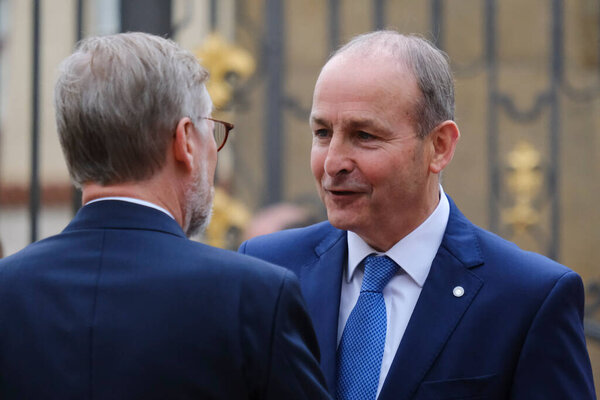 Михаил Мартин, Ирландский Таоисач, прибыл для участия в заседании Европейского политического сообщества в Праге, Чехия, 6 октября 2022 года.