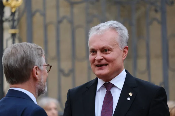 Lithuanian President Gitanas Nauseda Arrives Attend Meeting European Political Community — Stock Photo, Image