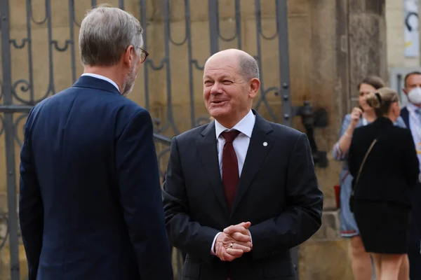 Almanya Başbakanı Olaf Scholz Ekim 2022 Çek Cumhuriyeti Nin Prag — Stok fotoğraf