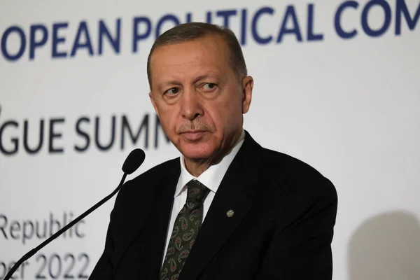 Presidente Turquía Recep Tayyip Erdogan Habla Durante Una Conferencia Prensa — Foto de Stock