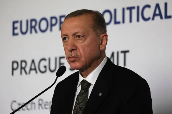Presidente Turquía Recep Tayyip Erdogan Habla Durante Una Conferencia Prensa — Foto de Stock