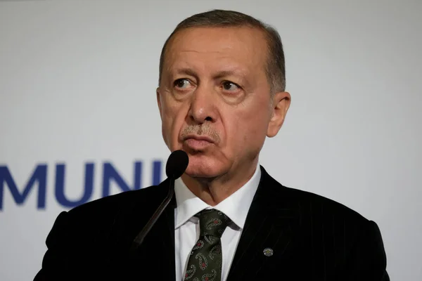 Presidente Turquía Recep Tayyip Erdogan Habla Durante Una Conferencia Prensa — Foto de Stock