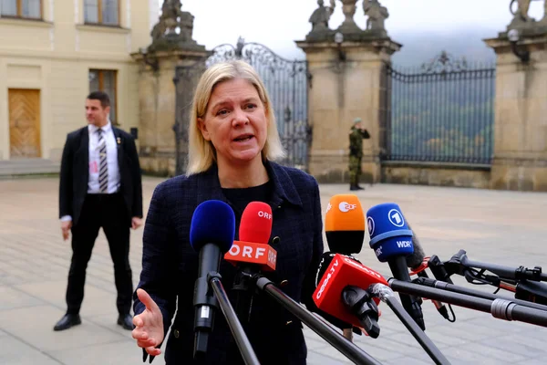 Sweden Prime Minister Magdalena Andersson Arrives Attend Informal Meeting Heads — Stock Photo, Image