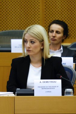 Kıbrıs Temsilciler Meclisi Başkanı Annita Demetriou 12 Ekim 2022 'de Belçika' nın Brüksel kentinde Avrupa Parlamentosu 'nu ziyaret etti..