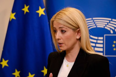 Kıbrıs Temsilciler Meclisi Başkanı Annita Demetriou 12 Ekim 2022 'de Belçika' nın Brüksel kentinde Avrupa Parlamentosu 'nu ziyaret etti..