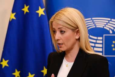 Kıbrıs Temsilciler Meclisi Başkanı Annita Demetriou 12 Ekim 2022 'de Belçika' nın Brüksel kentinde Avrupa Parlamentosu 'nu ziyaret etti..