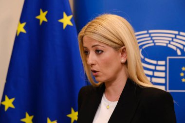 Kıbrıs Temsilciler Meclisi Başkanı Annita Demetriou 12 Ekim 2022 'de Belçika' nın Brüksel kentinde Avrupa Parlamentosu 'nu ziyaret etti..