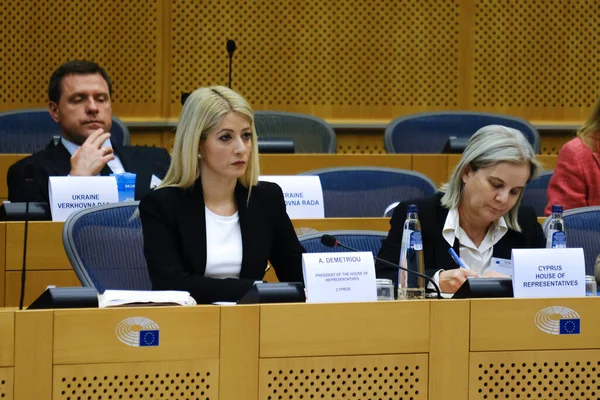 Annita Demetriou Presidenta Cámara Representantes Chipre Visita Parlamento Europeo Bruselas —  Fotos de Stock