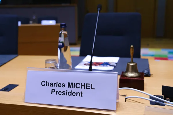 Presidente Conselho Europeu Charles Michel Início Uma Cimeira Social Tripartida — Fotografia de Stock