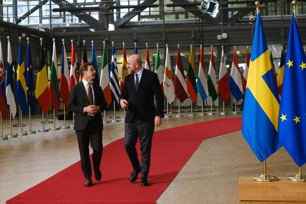 Премьер Министр Швеции Ульф Кристерсон Время Прогулки Президентом Европейского Совета — стоковое фото