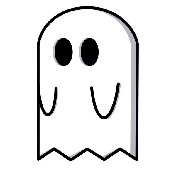 Φάντασμα σε απομονωμένο λευκό φόντο. Ένα σύμβολο για το Χάλογουιν. Εικόνα για μια ευχετήρια κάρτα. — Φωτογραφία Αρχείου