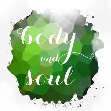 soyut renkli arkaplan üzerindeki beden ve ruh metni 