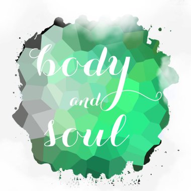 soyut renkli arkaplan üzerindeki beden ve ruh metni 