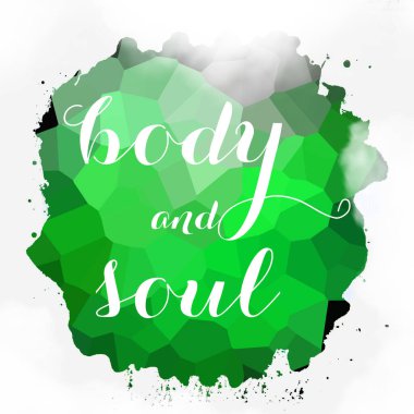 soyut renkli arkaplan üzerindeki beden ve ruh metni 