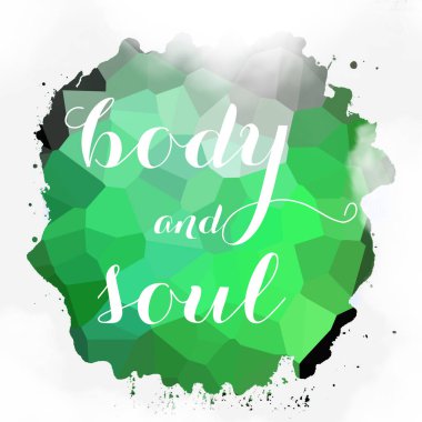 soyut renkli arkaplan üzerindeki beden ve ruh metni 