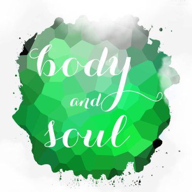 soyut renkli arkaplan üzerindeki beden ve ruh metni 