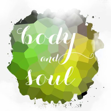 soyut renkli arkaplan üzerindeki beden ve ruh metni 