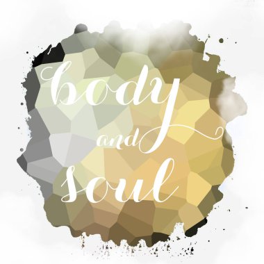 soyut renkli arkaplan üzerindeki beden ve ruh metni 