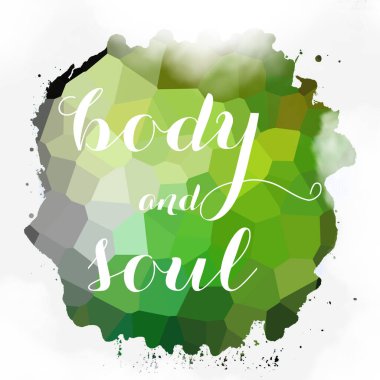 soyut renkli arkaplan üzerindeki beden ve ruh metni 