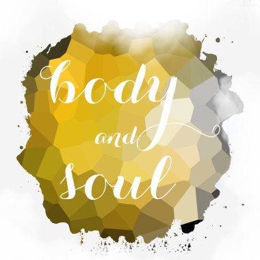 soyut renkli arkaplan üzerindeki beden ve ruh metni 