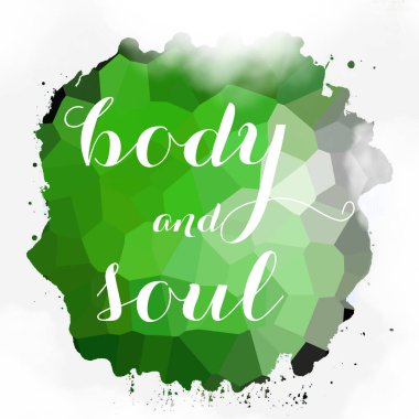 soyut renkli arkaplan üzerindeki beden ve ruh metni 