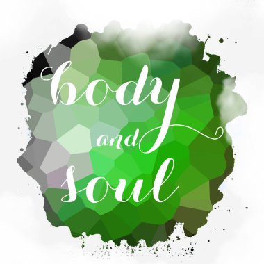 soyut renkli arkaplan üzerindeki beden ve ruh metni 