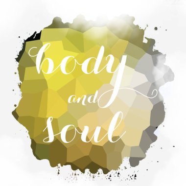 soyut renkli arkaplan üzerindeki beden ve ruh metni 