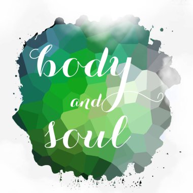 soyut renkli arkaplan üzerindeki beden ve ruh metni 