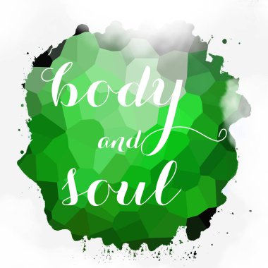 soyut renkli arkaplan üzerindeki beden ve ruh metni 