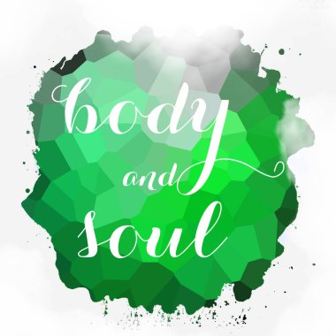 soyut renkli arkaplan üzerindeki beden ve ruh metni 