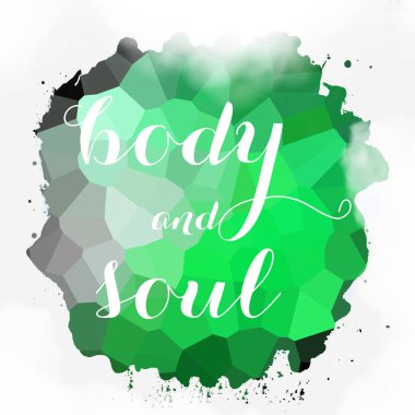 soyut renkli arkaplan üzerindeki beden ve ruh metni 