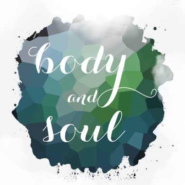 soyut renkli arkaplan üzerindeki beden ve ruh metni 