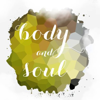 soyut renkli arkaplan üzerindeki beden ve ruh metni 