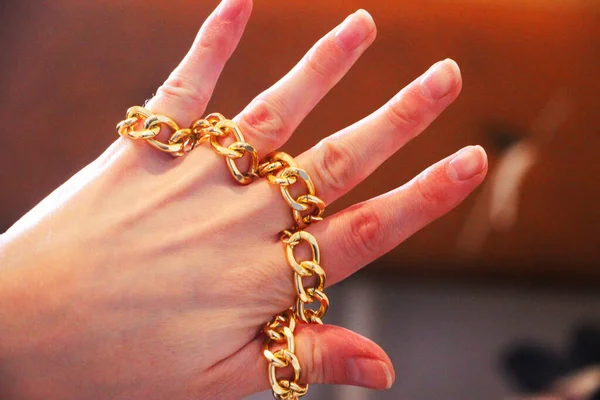 Close Shot Beautiful Woman Wearing Jewelry — Stock Photo, Image