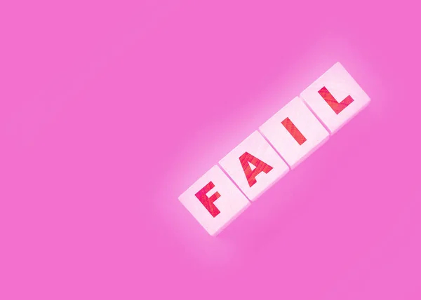 Fail Word Text Écrit Blocs Cube Bois Sur Fond Noir — Photo